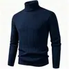 2026 Nuevo Suéter de Punto de Cuello Alto Ajustado para Hombre Otoño/Invierno Transfronterizo Ropa de Punto Talla Grande Camisa Básica Casual para Hombre