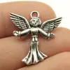 25X24Mm 2g Prata Antiga Retrô Material para Joias Artesanais Personagem Anjo Pingente de Anjo