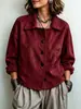 Chaqueta Corta Retro con Solapa de Ante Sintético Estilo Europeo Americano para Mujer de un Solo Botón Holgada Casual Chaqueta Superior de Forro Polar de Ante