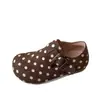 Zapatos de Otoño para Niños de Cuero Escarchado con Lunares Vintage, Zapatos de Cuero para Niños, Zapatos Birkenstock para Niñas, Zapatos Planos Suaves para Bebés Niñas
