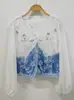 Vestido artístico azul tie-dye hecho a mano de Radix Isatidis de planta pura original, sobrecapas exteriores protectoras solares