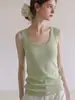 Companheiro de Verão: Colete de Tricô Simples com Gola U para Mulheres, Corte Ajustado, Top Elegante Sem Mangas para o Verão 656