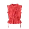 Fabricante de Ropa para Mujer Transfronterizo Venta al por Mayor 2026 Conjunto de Top con Volantes de Cuadros Pequeños y Pantalones de Pierna Ancha a Cuadros Estilo Europeo y Americano