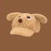 Cachorro Lindo Enojado Orejas Peludas Boina Invierno Cálido para Mujer Marrón Relleno Versión Grande Gorra de Béisbol