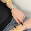 Bangle Aberto Dupla Camada Liso da Indústria Pesada Europeia e Americana Pulseira com Senso de Design de Nicho de Luxo Leve Joia de Mão com Personalidade Exagerada de Alta Qualidade