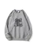 Sudadera Pulóver de Cuello Redondo con Estampado de Cachorro Estilo Retro Americano para Mujer, Popular Sudadera Gruesa de Forro Polar Casual Holgada para Otoño e Invierno