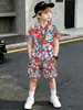 Novas Camisas Polo com Tema de Plantas do Fabricante Original, Conjunto de Camiseta e Shorts para Meninos com Impressão 3D, Atacado de Comércio Exterior Transfronteiriço