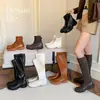 Dos alturas de caña Otoño e Invierno Nuevas Botas Elásticas Casuales con Suela Transparente Botas Adelgazantes Botas Largas Botas de Montar Tallas Grandes 34-42