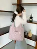 Bolsa de ombro reversível com estampa de leopardo estilo coreano, color block, versátil para outono e inverno, bolsa tote de grande capacidade para o dia a dia e escola