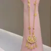 Rico y Auspicioso Colgante de Loto Dorado con Borla de Cerradura Concéntrica y Puntas de Diamante Antiguo, Exquisito y Hermoso, para Novia y Esposa