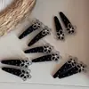 Pinza para el Cabello de Estilo Coreano Ins, Estilo Hepburn con Lunares de Pedrería, Pinza BB con Aspecto de Alta Gama y Pinza Lateral con un Pequeño Lazo