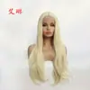 Comércio exterior exportação moda dourado claro micro-ondas cabelo longo cacheado frontal renda peruca fibra química metade mão costurada touca