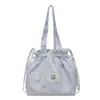 Bolsa de Maquiagem Floral Bordada Azul Xadrez, Bolsa de Armazenamento para Batom para Meninas, Necessaire Acolchoada, Bolsa de Armazenamento de Nicho