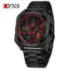 Reloj de Moda OFNS Esqueleto de Coche Rotación 360 grados Reloj para Hombre Tendencia Más Vendido Versátil para Estudiantes Reloj de Cuarzo