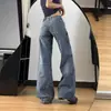 Jeans wide leg retro americano para mulheres, novo estilo verão 2026, cintura baixa, solto, modelador, versátil, calça longa levemente flare