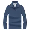 Camisa polo de manga larga para hombre de estilo business de alta gama, hecha de 100% algodón mercerizado, una camiseta casual de manga larga de color liso para hombres de mediana edad