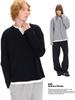 Camiseta de punto waffle de manga larga de color liso, estilo falso de dos piezas, nicho americano, nueva para otoño e invierno, 320g, cuello redondo, para hombre y mujer
