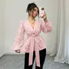 Moda europea y americana para mujer transfronteriza súper ventas primavera y otoño nueva elegante sexy semitransparente manga larga cuello en V camisa para mujer