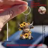 Novo Chaveiro de Vaca das Terras Altas com Girassol Transfronteiriço Pingente de Mochila em Acrílico 2D Série Pet Fofo Presente para Hongyao