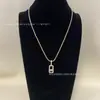 Versión de Alta Gama del Collar Mei de Diamante Único Deslizante Versión Ancha Lleno de Diamantes Colgante Ovalado Clip de Papel Estilo Móvil Cadena de Suéter de Alta Gama