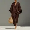 Moda de Verano Transfronteriza Europea y Americana 2026 Estilo Casual para Mujer Diseño de Manga Murciélago Cuello en V Corte Holgado Conjunto