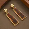 Aretes de Placa Geométricos Largos con Estampado de Leopardo Estilo Europeo Atmosférico de Moda Aguja de Plata Sensación de Alta Gama Gran Lujo Marca Grande Accesorios Modernos para Aretes