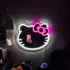 Hola Kit Cat espejo luz de neón lámpara de decoración de habitación lámpara de dormitorio regalo de cumpleaños Halloween Navidad