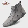 Zapatos de lona de caña alta para hombre marca Ram auténticos para otoño e invierno, botas cortas cálidas y antideslizantes para exteriores de cuero genuino, zapatos casuales para hombre