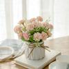 Conjunto de flores artificiais nórdicas cerâmica cânhamo corda vaso rosa simulação planta vaso casa decoração falsa vaso de flores