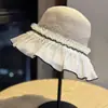 Sombrero de Pescador de Malla Japonesa Estilo Coreano para Mujer, Sombrero de Cubo Versátil Transpirable Hueco de Verano que Hace que la Cara Parezca Más Pequeña, Adecuado para Salidas y Protección Solar