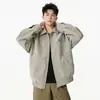 Jaqueta de lapela em couro PU estilo retrô americano, tendência de outono masculina, jaqueta de couro estilosa e descolada estilo motociclista, modelagem solta, peça de outer wear casual versátil