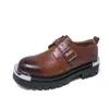 Zapatos de Hombre para Primavera y Otoño, Nuevos Zapatos de Trabajo Martin de Suela Gruesa que Aumentan la Altura, Zapatos de Cuero Casuales de Moda Estilo Británico