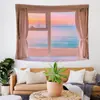 Tapiz Popular Estilo Ins Nórdico con Paisaje de Ventana, Tapiz de Pared Artístico, Decoración del Hogar, Pintura Mural, Tapiz