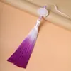 Marcador de Página com Borla Degradê de Flor de Lótus 13cm Pingente de Carro Borla DIY Roupas Coloridas Acessório de Estilo Antigo Borla