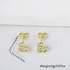 Brincos de coração com microincrustação de zircônia multicolorida, pequenos e requintados, com design original vintage da moda, brincos de amor, best-seller transfronteiriço