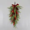 Decoración de Árbol de Navidad Invertido con Bayas Rojas, Decoraciones de Pared para Navidad, Decoraciones Exteriores para Centros Comerciales, Guirnaldas de Árbol de Navidad para Exteriores, Colgantes de Puerta para Hotel