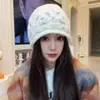 Gorro de Punto Hecho a Mano Nuevo para Mujer, Gorro Fino de Lana Calado para Primavera y Otoño, Gorro de Punto Holgado Artístico Retro