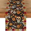 Bandeira de Mesa do Dia dos Mortos Mais Vendida da Amazon Estampa Floral de Caveira Carnaval Mexicano Decoração de Mesa de Sala de Estar Toalha de Mesa
