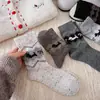Meias de Lã para Mulheres, Outono e Inverno, Meias Fofas Retro Fair Isle com Cachorro, Engrossadas e Forradas com Lã, Meias Longas Quentes