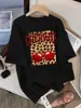 Estampado de Leopardo Cereza Diseño Creativo Camiseta para Mujer Algodón Camiseta Casual Verano Cuello Redondo Streetwear Suave Oversize Manga Corta