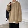 Suéter de otoño e invierno para hombre, suéter holgado de cuello redondo de marca de moda, suéter coreano informal falso de dos piezas, ropa juvenil a juego