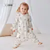 Saco de dormir para bebé tipo a de algodón puro para niños con piernas separadas, para primavera y verano, ropa de casa para bebé, mameluco anti-patadas para bebé niña