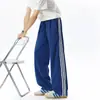 Pantalones Casuales de Patrón de Escamas de Dragón Retro Americano con Tres Rayas para Hombres y Mujeres Otoño Nuevo Corte Limpio Rectos Transpirables Largos