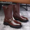 Botas Martin sapatos masculinos estilo britânico couro genuíno botas de cano alto inverno mais veludo quente botas de algodão botas de couro modernas de motociclista cavaleiro