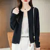 Cárdigan de Punto de Algodón Puro a la Moda para Mujer, Nuevo Estilo Primavera y Otoño, Versátil, Corte Holgado, Chaqueta Corta Adelgazante con Cremallera