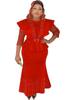 Suministro especial top de cintura estilo africano con sobrefalda larga, cuentas de uñas, perforaciones, color sólido, vestido talla grande europeo y americano