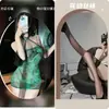Serpente Verde Tamanho Grande Lingerie Sexy Cheongsam Sexy Gola Halter Transparente Cobrindo o Quadril Camisola Pura Desejo Pijama Uniforme de Tamanho Grande
