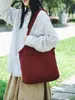 Bolsa Tote Xadrez Retrô Coreana 2025 Nova Coleção Primavera/Verão Estilo Preguiçoso para o Dia a Dia Ombro Grande Capacidade Bolsa de Lona para Estudantes