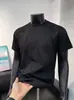 Patchwork de Malha Branca Respirável Secagem Rápida Manga Curta Verão Masculino Fino Seda de Gelo Fresco Camiseta Ombro Normal Esportiva Meia-Manga