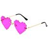 Nuevas gafas de sol de encaje con forma irregular de amor europeas y americanas, gafas sin montura personalizadas, gafas para fiesta de bolas